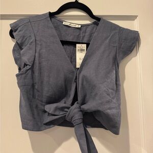 Abercrombie & Fitch Tie Crop Blouse